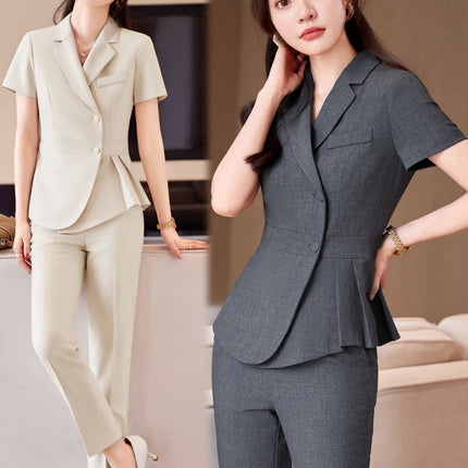 Formal wear women's suit suit fashionable elegant high-end business wear goddess style summer suit hotel front desk work clothes