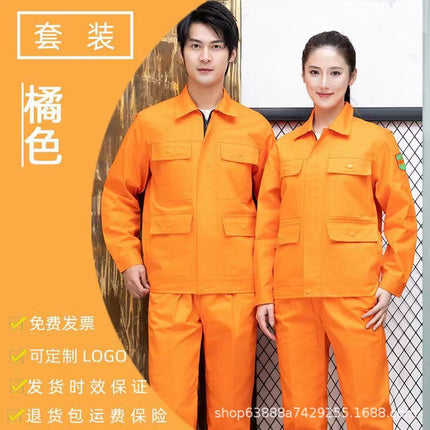 Spring and Autumn Work Clothes suit Long-sleeved Flame Retardant Clothing for Men and Women Auto Repair Electric Welding Work Clothes Electric Welding Work Protection Clothes Thickened Anti-ironing Clothing