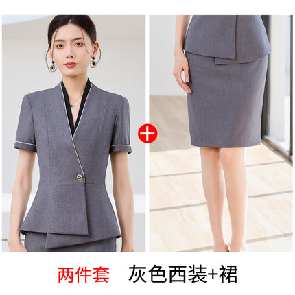 High-end business attire suit female summer management work clothes jewelry shop beauty salon hotel front desk reception work clothes