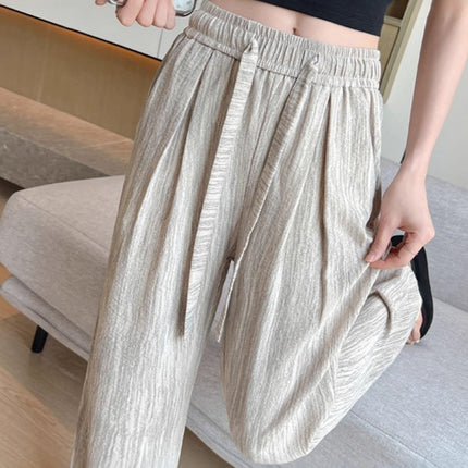 Ice Silk Wide-Leg Pants for Women, Summer Thin Loose Quick-Dry Sports Pants, Casual Straight-Leg Cool Pants, Mosquito-Proof and Sun-Protection Pants