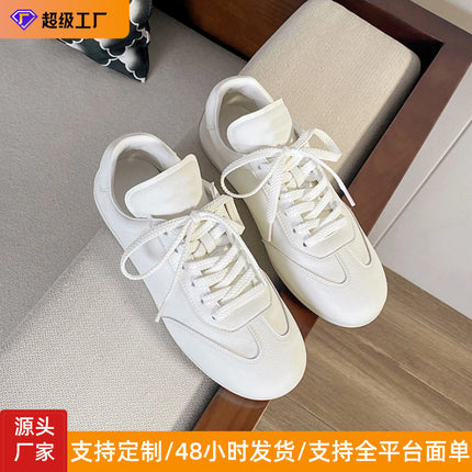 Women's 2026 New Style German Training Shoes, Suitable for Pairing with Skirts, Ultra-Soft Lightweight Casual Sports White Shoes with Front Laces