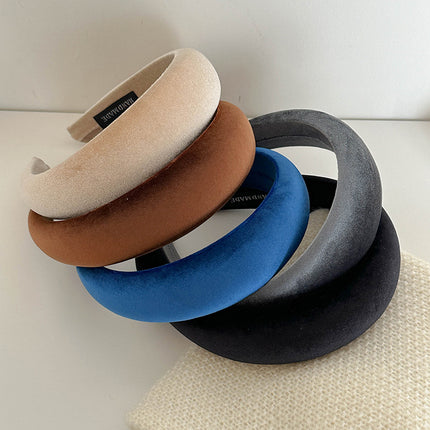 Autumn and Winter Vintage Velvet Headband New High Cranial Top Wash Face Fixed Pressed Hair Stamp All-match Hair Bundle Headwear Headband for Women