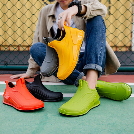 Cross-border Explosions Fashion Rain Boots Men's Non-slip Rubber Shoes Thick Sole Wear-resistant Outer Wear Rain Boots Non-slip Kitchen Water Shoes Men