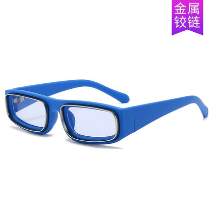 New European and American Fashion Versatile Sunglasses Trendy Square Frame Textured Metal Ring Sunglasses Cross-Border Anti-Uv Sunglasses