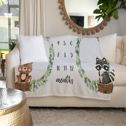 Twins Milestone Photography Blanket Flannel Blanket with Frame Baby Photo Blanket Baby Growth Memorial Blanket