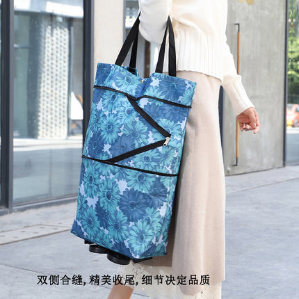Factory Direct Supply Printed Oxford Cloth Foldable Shopping Bag Household Handbag with Tug