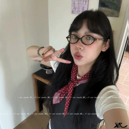 Autumn Maillard Wine Red Artistic Retro Small Square Decorative Scarf Cotton Linen Breathable Waist Flower Hair Belt