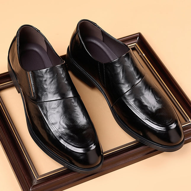 Spring New Men's Business Leather Shoes Dress Soft Leather Men's Gentleman Men's Shoes Live Explosions Pointed Inner Heel Shoes