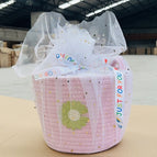 Hand basket-pink star moon yarn ribbon random