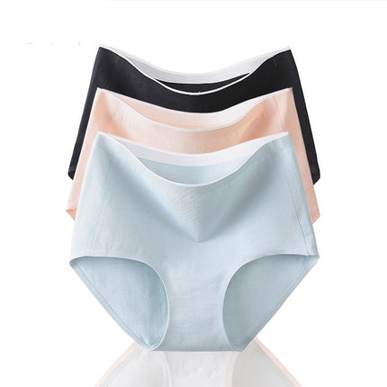Cross-Border Hot-Selling High-Waisted Pure Cotton Crotch Panties, Feminine, Antibacterial, All-Cotton, Simple, Comfortable, Breathable, Solid Color Briefs