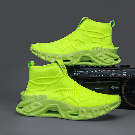 2025 Large Size 46 New Sports Shoes High-Top Fly Woven Mesh Blade Sports Casual Shoes Cross-Border Blade Socks Shoes