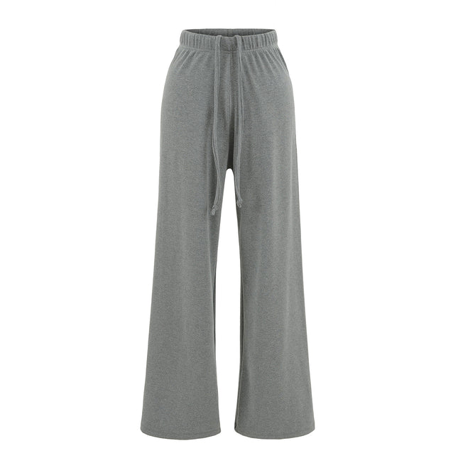 American Style Retro Summer Air-drying Knitted Wide-leg Casual Pants High Waist Drawstring Loose Straight-leg Pants Dipping Trousers