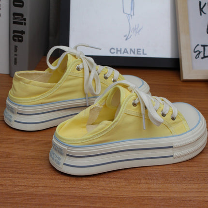 Two-Way Wear Thick-Soled Canvas Shoes for Women, Dopamine Sneakers, White Shoes, 2026 New Spring/Summer Thin Style, Trendy on Instagram