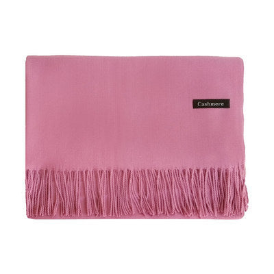 High-End Warm Imitation Cashmere Scarf for Women in Autumn and Winter Pure Color Elegant Versatile Tassel Shawl Fashionable Outer Dual-Purpose Scarf