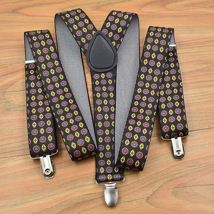 Factory direct men's strap three clip 3.5 jacquard strap 3.5*115cm three clip printing ribbon multicolor