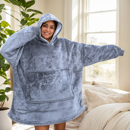 Hooded Blanket Hoodie Blanket Cross-Border Flannel Thickened Lamb Fleece Robe Fleece Pullover Tv Blanket
