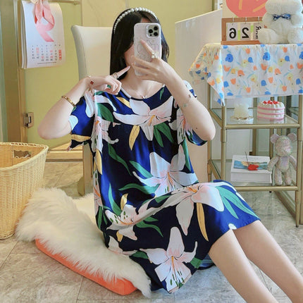 Cotton Silk Nightgown for Women 2026 New Style Casual Short-Sleeved Thin Loose-Fitting High-End Breathable Home Wear That Can Be Worn Outside