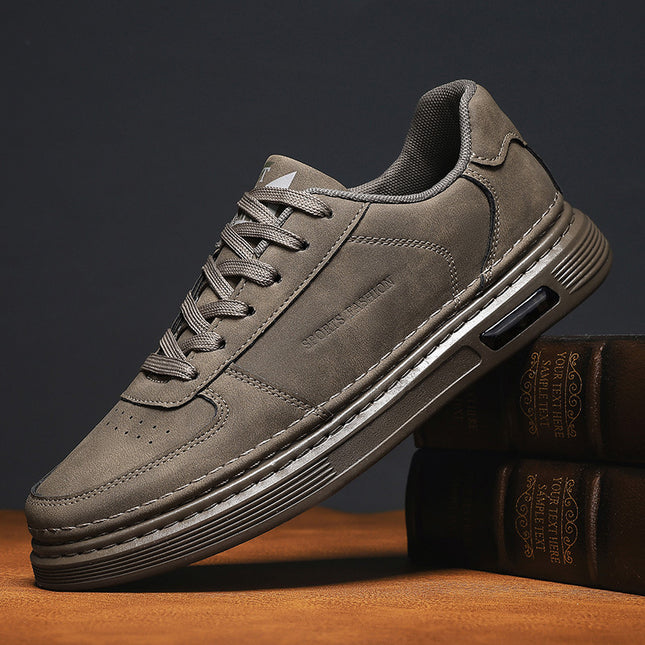 Fashion White Shoes Spring and Autumn Casual Sports Board Shoes Solid Color Men's Shoes Genuine Leather Trendy Plain Board Four Seasons Lazy Shoes