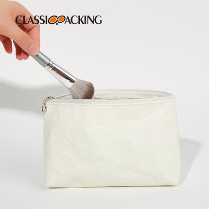 Simple Black and White DuPont Paper Storage Bag Travel Toiletries Storage Bag Portable Waterproof Zipper Cosmetic Bag