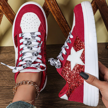 Cross-Border Hot-Selling Spring and Autumn New Women's Sneakers with Front Lace-Up Sequins, Retro Casual Sports Shoes, Fashionable and Versatile School Shoes