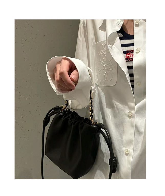 2026 New Chinese Style Crossbody Women's Bag, Cowhide Lucky Bag, Bucket Bag, Drawstring Cloud Bag, Single Shoulder Crossbody Underarm Women's Bag