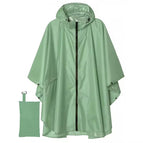 Matcha green-zipper cape raincoat