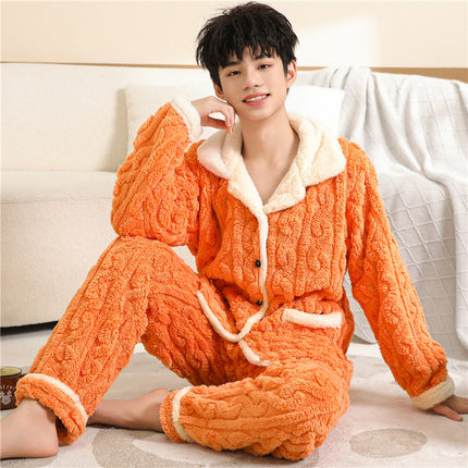 Fat Girl pajamas autumn and winter Princess fleece-lined flannel junior high school students big children fat girl home clothes extra large