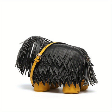 Cute Creative Funny Dog Handbag New Personality Design Shepherd Dog Tassel Puppy Shoulder Crossbody Bag