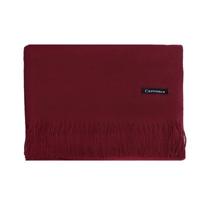 High-End Warm Imitation Cashmere Scarf for Women in Autumn and Winter Pure Color Elegant Versatile Tassel Shawl Fashionable Outer Dual-Purpose Scarf