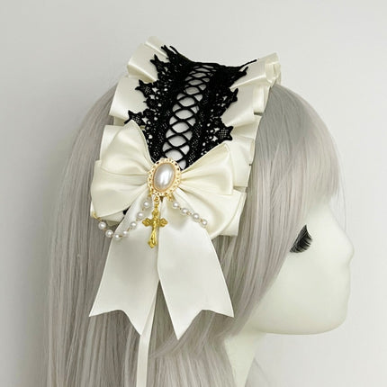 Lolita Hair Band Headwear Lolita Gothic Dark Collection Cross with Angel Handle Sweet Hair Accessories