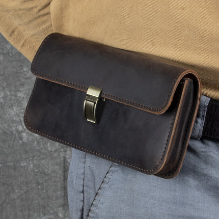 Retro European and American style leather mobile phone waist bag men's horizontal belt mobile phone bag crazy horse leather first layer cowhide bag batch