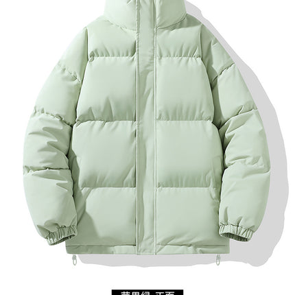Solid Color Cotton Jacket for Men and Women, Couple's Stand-Collar Puffer Jacket, Winter Cold-Proof, Warm, Thick, Versatile Cotton Coat, Winter Style