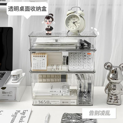 Acrylic Storage Box with Lid for Desktop, Desk Organizer for Cosmetics, Jewelry, and Miscellaneous Items, Multifunctional Storage Basket