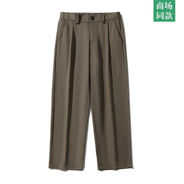 wasuup Pants Men's New Summer High Sense Straight Pants Suit Casual Pants Ice Silk Pants