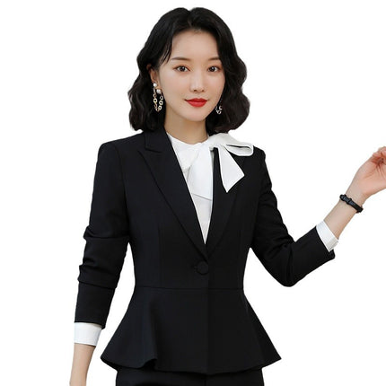 Red suit suit women's autumn and winter slim-fit high-end business wear temperament goddess fan jewelry shop beauty salon overalls