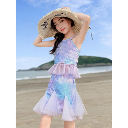 Girls' Swimsuit 2025 New Model Mermaid Style, Stunning Seaside Resort Style, High Aesthetic Value, Trendy Beachwear, Very Attractive