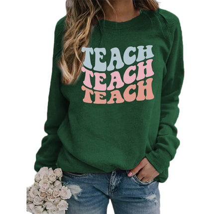 Amazon foreign trade source teach printed round neck jacket sweater European size European and American women's coat long sleeve autumn and winter