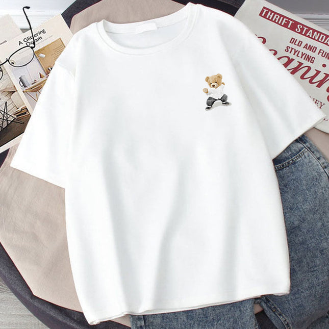 Summer Couple T-Shirts for Men and Women, 180g Design, Five-Quarter Sleeve Tops, Short-Sleeved, Ins-Style, Loose Fit, Smiley Face Print, Hong Kong Style