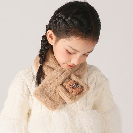 Children's Christmas Autumn and Winter Scarf Plush Warm Cute Cartoon Red New Year Festival Imitation Rabbit Fur Parent-Child Scarf