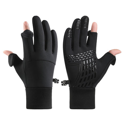New Cycling Gloves Men's Winter Outdoor Sports Running Waterproof Anti-Slip Touch Screen Plus Velvet Warm Cross-Border Gloves