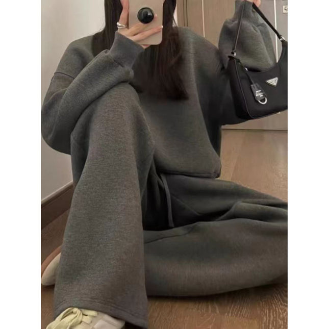 Stylish Fashion Sweatshirt Sports Set Women's 2024 Autumn and Winter Slimming Loose Korean Style Student Casual Two-piece Running Set