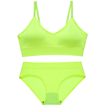 Underwear Women's Big Chest Showing Small Thin French Style Triangle Cup Bra Set No Steel Ring Beautiful Back Base Camisole