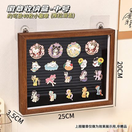 Badge Display Frame Metal Brooch Medal Collection Collection Felt Display Board Wood Grain Wall Hanging Medal Bar Storage