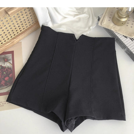 White Suit Shorts for Women, Summer Tight High-Waisted Slimming Leggings, Petite Anti-Exposure A-Line Outerwear Hot Pants