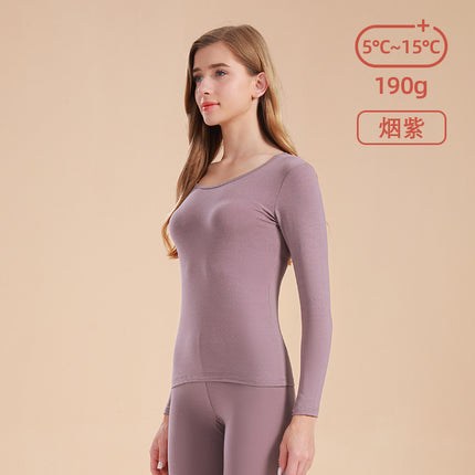 Autumn and Winter Pure Cotton Thermal Underwear Set for Women, Solid Color Base Layer, All-Cotton Sweater, Thin Thermal Underwear for Students and Young Girls