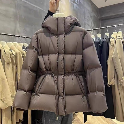 Winter New Style Simple Cloud Puff Drawstring Waist Short New Clothing Women's Slim New Warm New Clothing Jacket