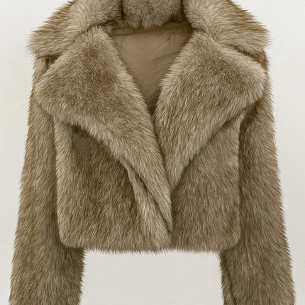 Cross-Border European and American Style Winter Suit Collar Imitation Fur Short Fashion Imitation Fox Fur Coat for Women Simple and Environmentally Friendly