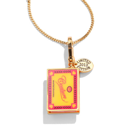 Light Luxury and High-End Enamel Glaze Printed Letters Can Open Chocolate Square Box Pendant Necklace Women's Pendant Accessories