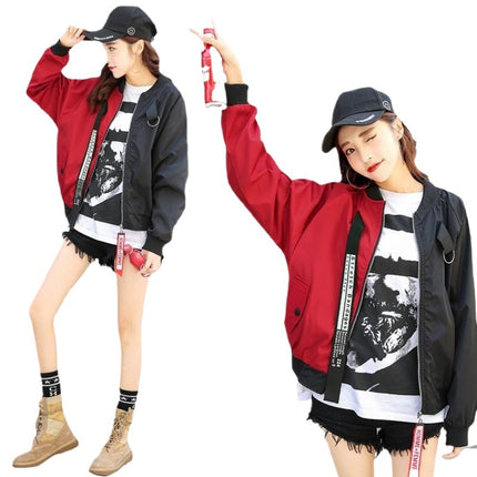 New Student Jacket Short Korean Style Loose Bf Harajuku Color-Block Long-Sleeve Baseball Jacket 2024 Casual Versatile