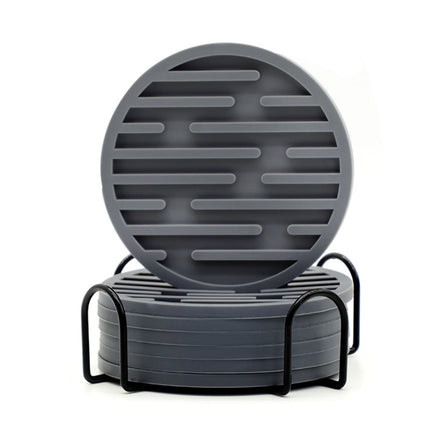 Silicone Coaster 10cm Round Heat Insulation Mat Marble Coffee Coaster Mat Anti-Perm Mat Set Storage Striped Drain